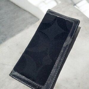 Coach Signature Canvas & Leather Check Book Cover Black 3" x 6.5" Fair Condition